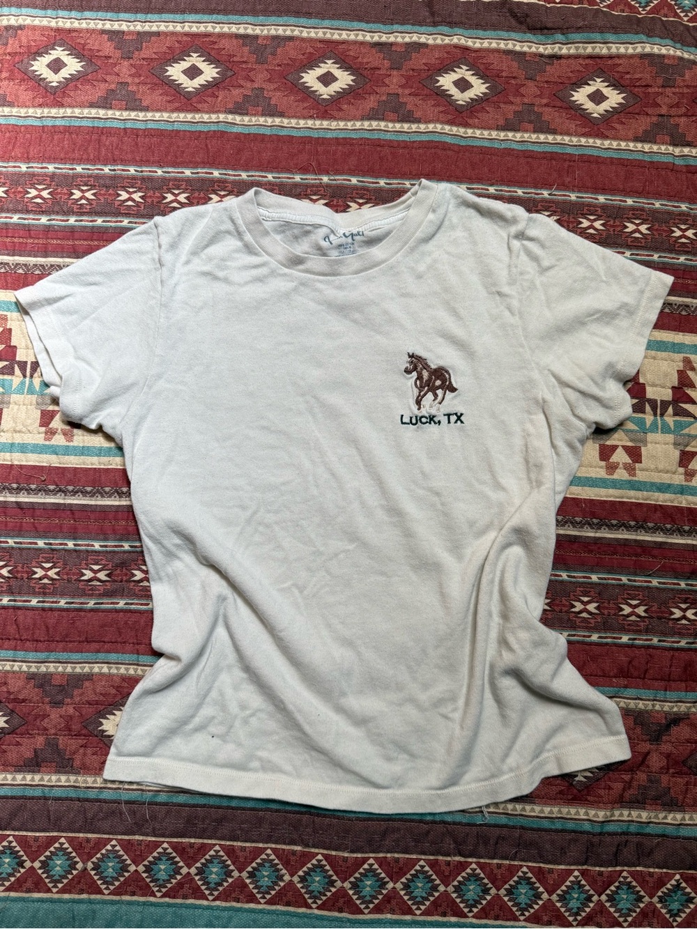 Brandy Melville Light cream Tee with Brown Horse Graphic